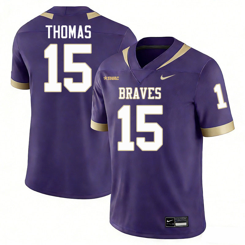 Alcorn State Braves #15 Eric Thomas College Football Jerseys,Uniforms Stitched-Purple
